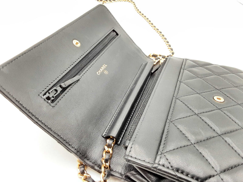 Chanel Classic Wallet On Chain Black Lambskin Shoulder Bag Fw1224lrxzdu