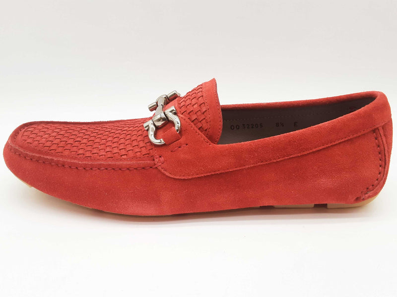 Salvatore Ferragamo Parigi Flame Red Suede Loafers Size Us 8.5e Do0625lxzde