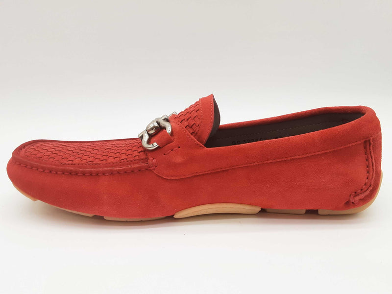 Salvatore Ferragamo Parigi Flame Red Suede Loafers Size Us 8.5e Do0625lxzde