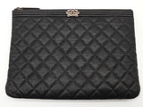 Chanel Boy O Black Leather Zipper Clutch Do0325exzde