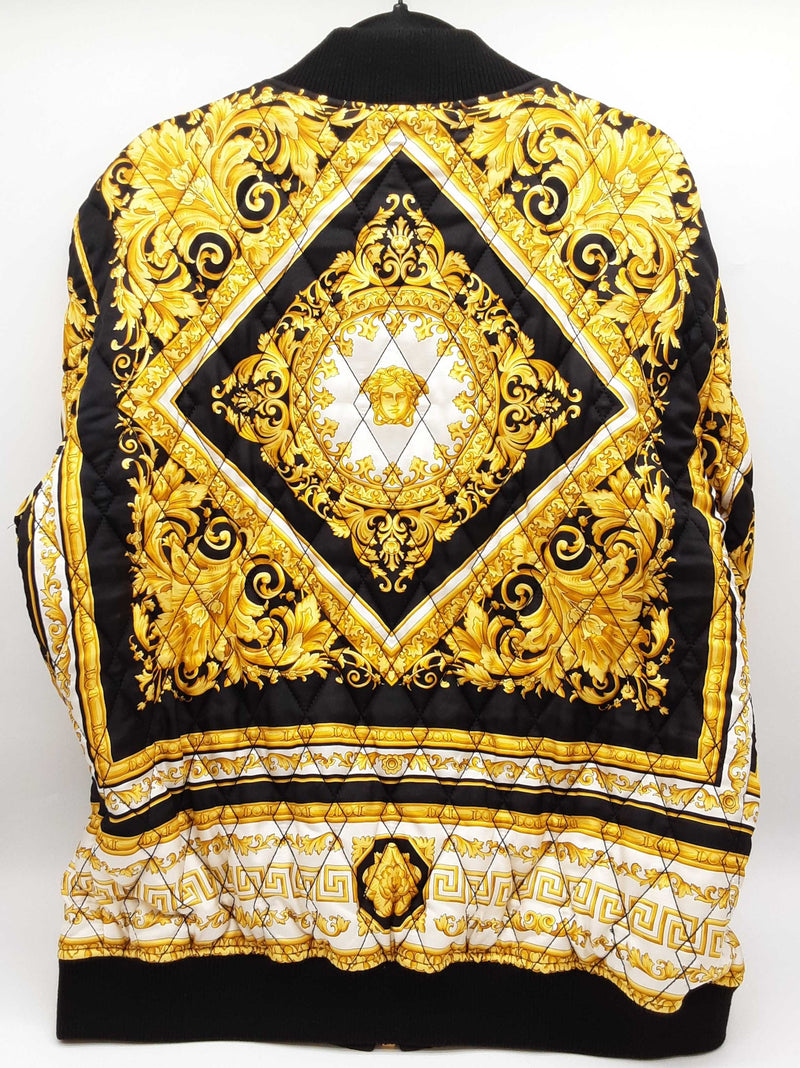 Gianni Versace Barocco Black Yellow Quilted Bomber Jacket Size It56 Do0625loxzde