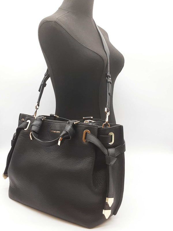 Michael Kors Greta Black Leather Tote Bag Do0525sxde