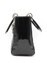 Christian Dior Lady Dior In Black Patent Cannage Leather Fw00825lzxzdu
