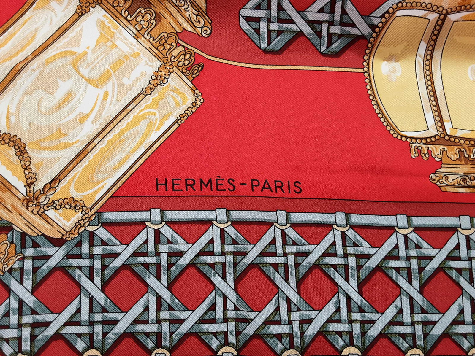 Hermes Feux De Route Carriage Lantern Red Silk Scarf Do0326orxde