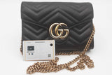 Gucci Black Chevron Quilted Matelasse Marmont Chain Wallet Eb0526orxsa
