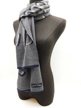 Louis Vuitton Signature Logo Blue Gray Wool Scarf Do1025lcrde