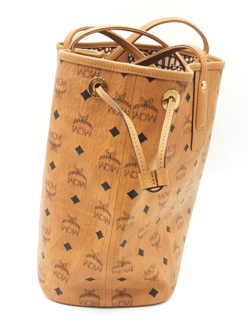 Mcm Visetos Cognac Large Liz Reversible Shopper Tote Sd0326orzdu