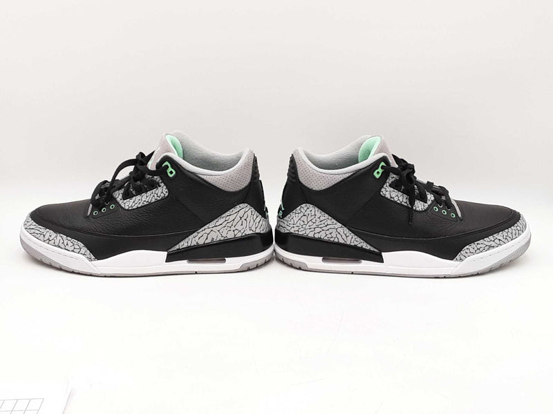 Nike Air Jordan 3 Retro "Green Glow" Black Leather Sneakers Size 11 Fw0825ezdu