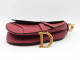 Christian Dior Medium Saddle Bag In Red Grained Leather Fw0126lzxzdu