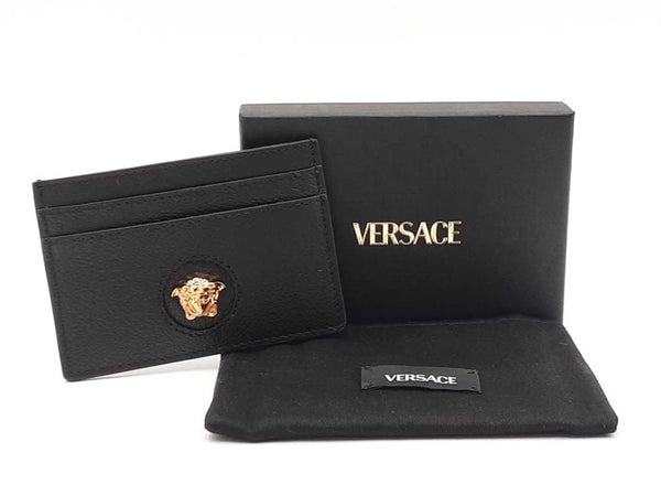 Versace La Medusa Card Holder Wallet In Black Leather Fw0925ezdu