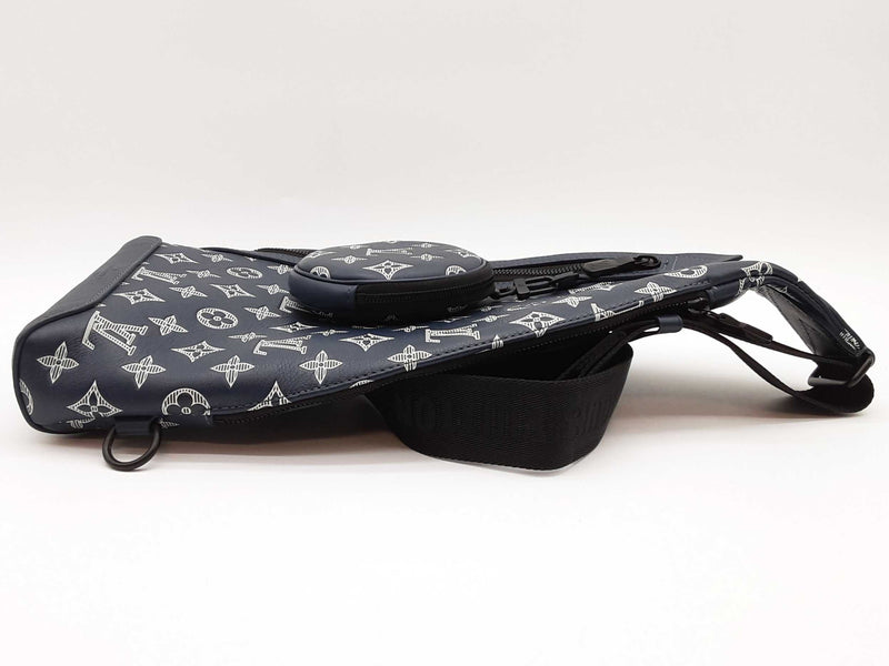 Louis Vuitton Duo Navy Blue Monogram Shadow Leather Slingbag Do0825loxzde