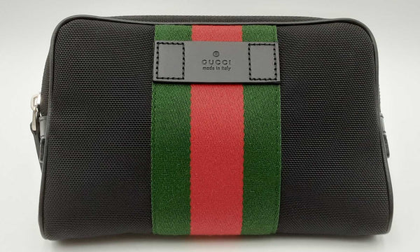 Gucci Techno Web Stripe Black Canvas Belt Bag Eb0524wrxdu