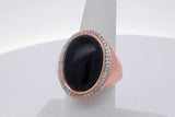 Onyx & Diamond 14k Rose Gold Ring 14.7 Grams Size 7 Eb1225ixzsa