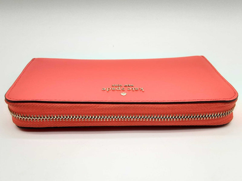 Kate Spade Staci Continental Red Orange Leather Zipper Wallet Do1024lrde