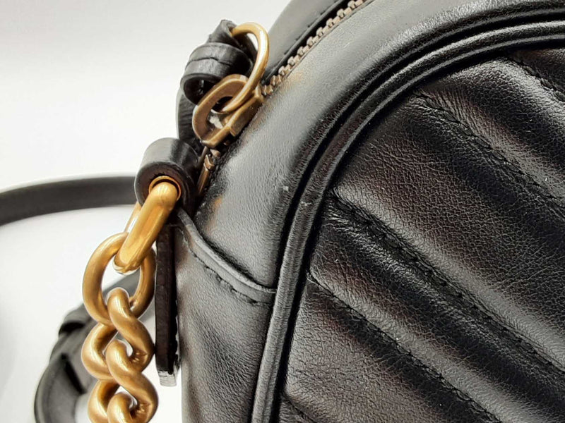 Gucci Gg Marmont Small Black Matelassé Leather Shoulder Bag Fw1224wxzdu