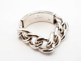 Gucci Chain Logo Ring In Sterling Silver & Black Enamel 8.4 Grams Size 22 / Us 10 Fw0626cxdu