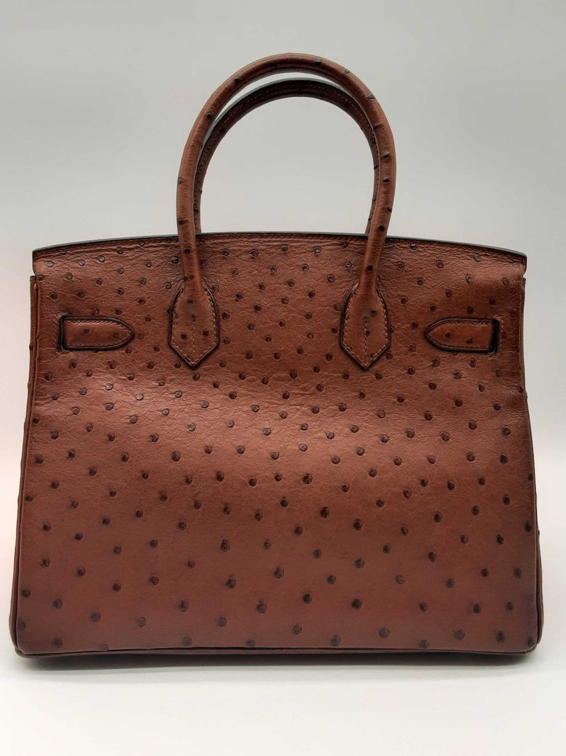 Hermes Birkin 30 Noisette Brown Ostrich Leather Palladium Handbag Do0623owrxzde