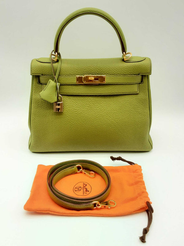 Hermes Kelly 28 Vert Anis Green Togo Gold Hardware Handbag Do0323sezxde