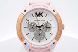 Michael Kors 44mm Ryder Pink Silicone & Rose Gold Tone Stainless Steel Quartz Watch 62.2 Grams Eb0726wrsa