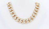 925 Cubic Zirconia Gold Plated Cuban Link Chain 124.3g 24in Ebosodu 144030007280