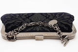 Gucci Navy Blue Velvet Embroidered Clutch Eb0926crxde