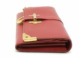 Prada Saffiano Leather Metal Continental Flap Wallet Red Aa0526olrsa