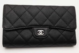 Chanel Quilted Black Caviar Leather Flap Wallet Eb0426wxzsa