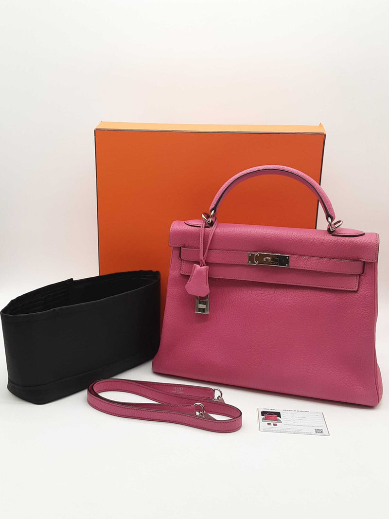 Hermes Kelly 32 Rose Pourpre Pink Chevre Mysore Palladium Shoulder Bag Do0323eizxde