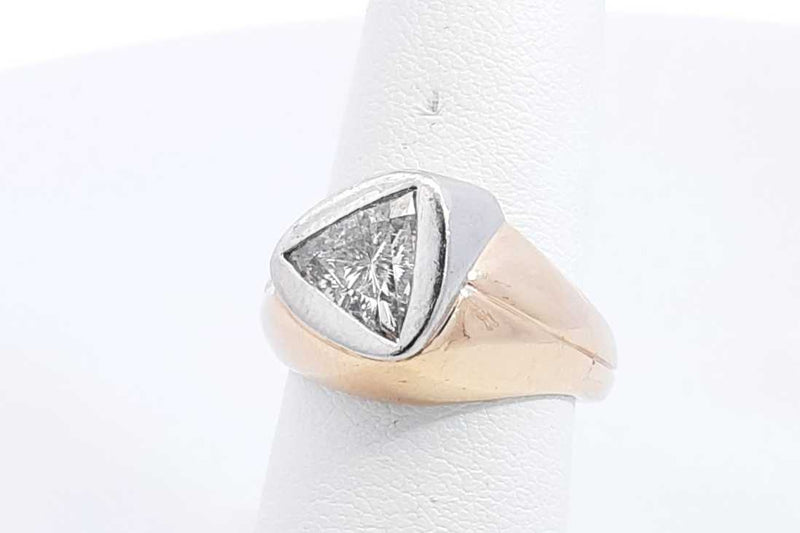 Approx. 0.95ctw Trillion Cut Diamond Ring In 14k Yellow Gold 13.5g Eb1024sxzsq