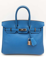 Hermes Birkin 25 Mykonos Blue Epsom Palladium Handbag Do0925lsxzxde
