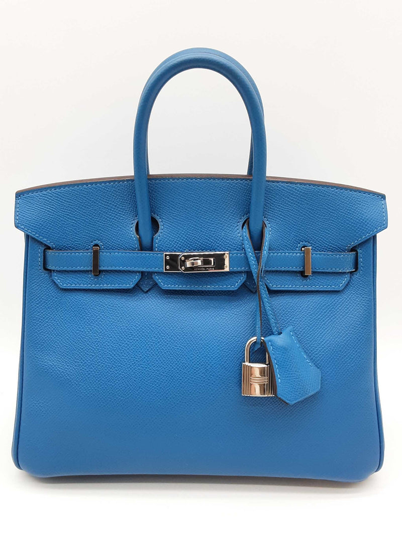 Hermes Birkin 25 Mykonos Blue Epsom Palladium Handbag Do0925lsxzxde