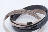 Cartier 18k White Gold & Black Ceramic Trinity Ring 8.5g Size 68/12.5 Eb126rxzde