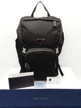 Prada Re-nylon & Saffiano Leather Backpack In Black Fw0226exzdu