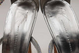 Giuseppe Zanotti Silver Metallic Heels With Crystal Embellished Straps Eb526crsa