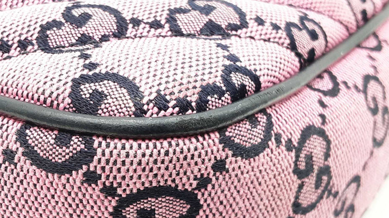 Gucci Gg Marmont Diagonal-quilted Canvas Shoulder Bag In Pink Fw0825ozxdu