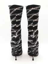 Balenciaga Losange Knife Boots In Black Logo Spandex Size Eu 38.5 Fw0925lzxdu