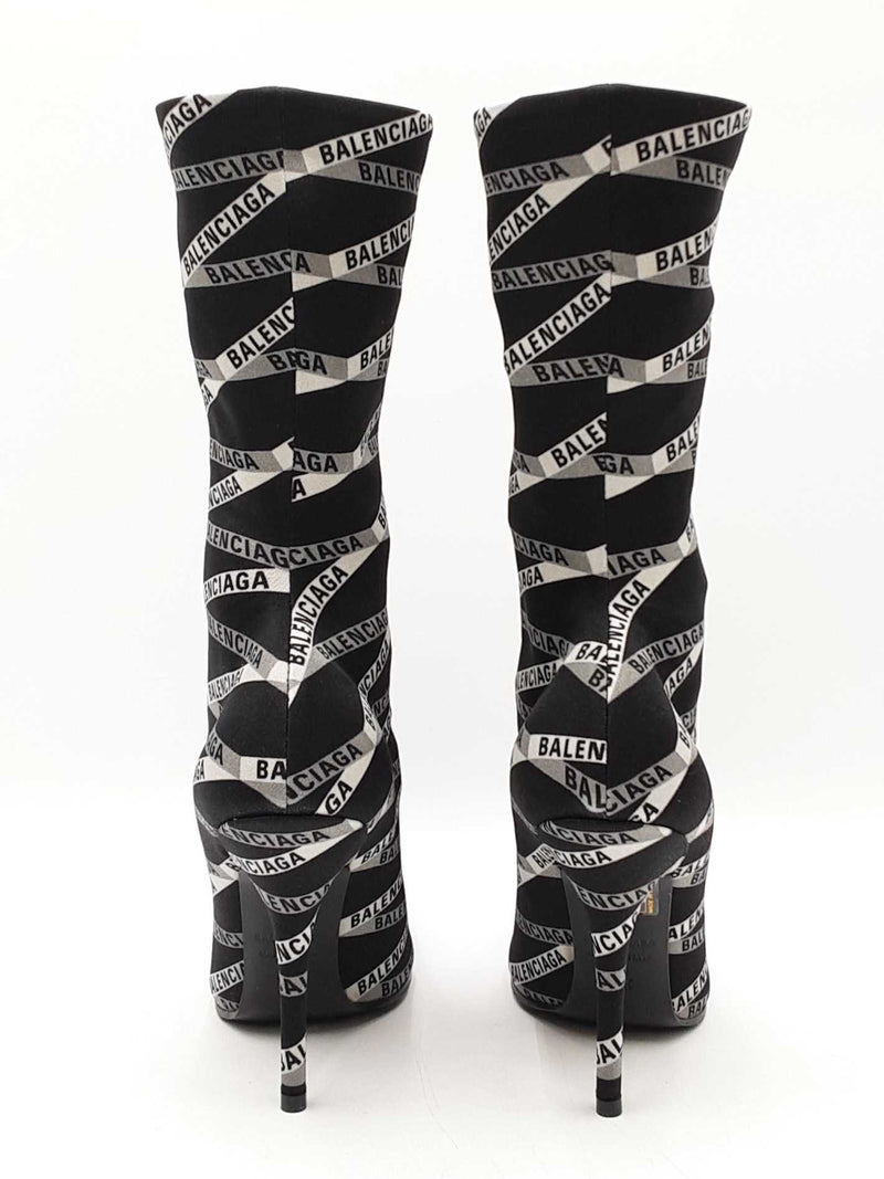Balenciaga Losange Knife Boots In Black Logo Spandex Size Eu 38.5 Fw0925lzxdu