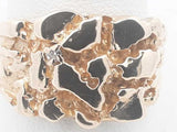 14k Yellow Gold Nugget Ring With Small Diamond 12 Grams Size 10 Eb0326orxsa