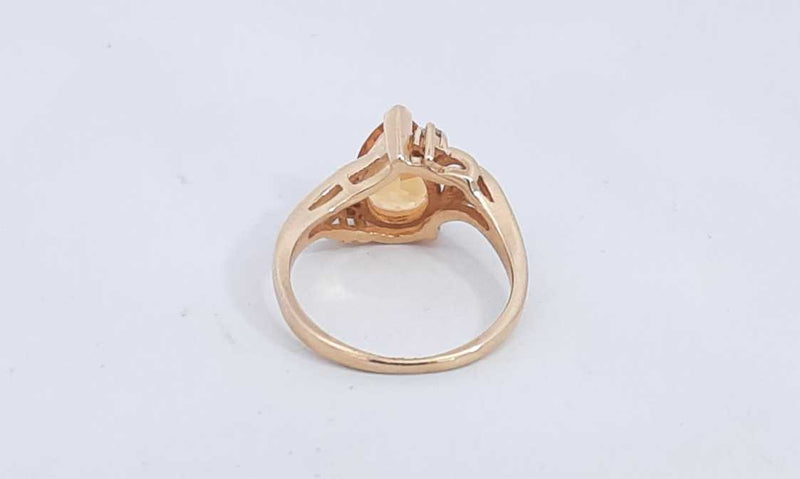 14k Yellow Gold Pear Shaped Citrine Ring Size 6 3.36 Grams Eb0324ixsa