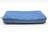 Gucci Gg Monogram Blue Leather Zip Around Wallet Eb0626lrxde