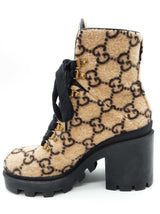 Gucci 583349 Gg Beige Wool Lace Up Ankle Boots Size Gucci 39.5 W Do0325orxde