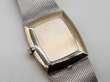 Omega 29 14k White Gold Diamond Dial Mesh Band Quartz Watch Do0725oxzxde