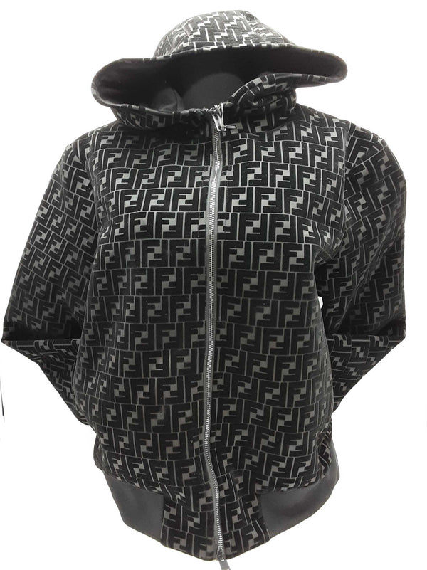 Fendi Forever Blouson Black Velvet Logo Jacket Size It 46 Do0325loxzde
