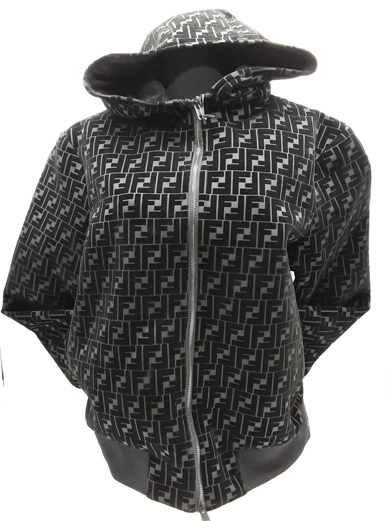 Fendi Forever Blouson Black Velvet Logo Jacket Size It 46 Do0325loxzde