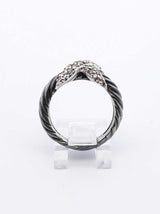 David Yurman Sterling Silver 18k & Diamond Cable Ring 6.6g Size 5.75 Fw0625loxdu