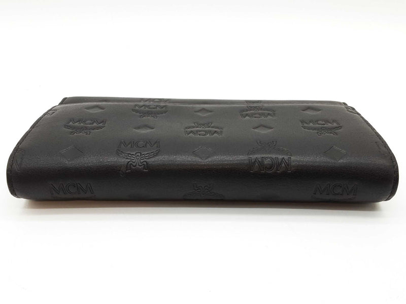 Mcm Black Embossed Logo Leather Continental Trifold Wallet Do0825crde