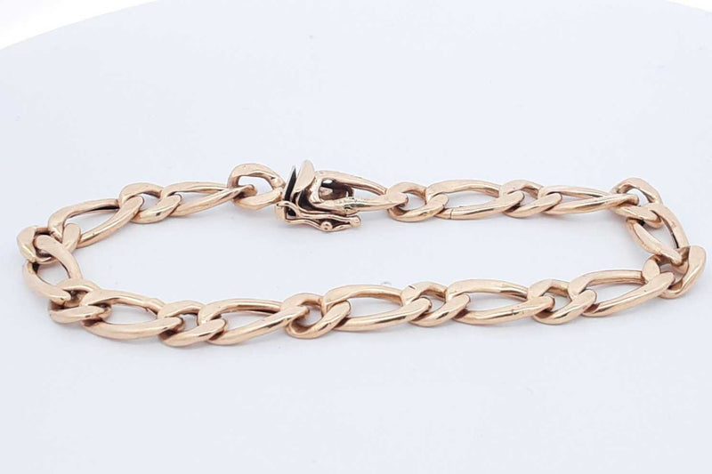 14k Yellow Gold Hollow Figaro Chain Bracelet 10.7 Grams 8 Inch Eb1224prxdu