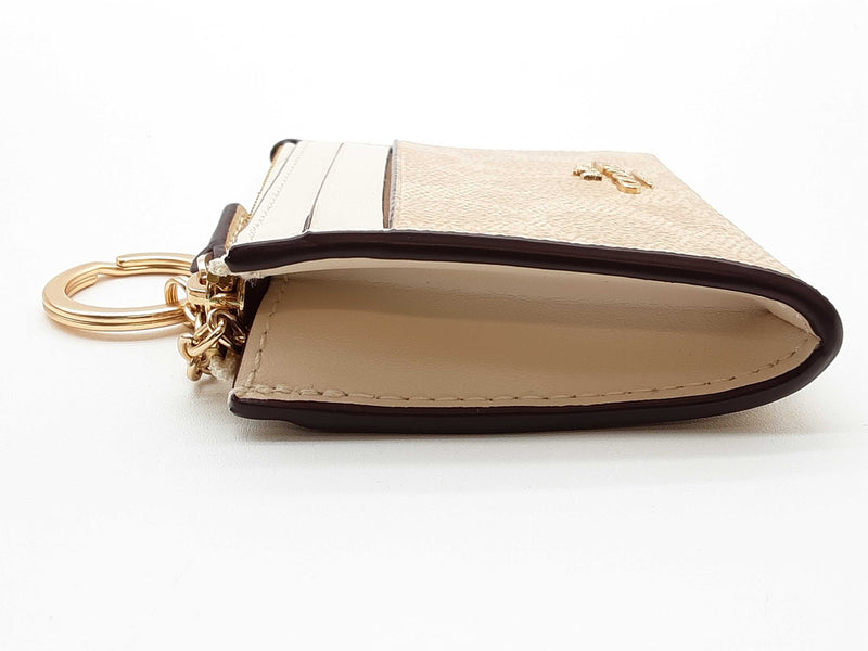 Coach Mini Skinny Sand Beige Signature Coated Canvas Id Case Do0325orde
