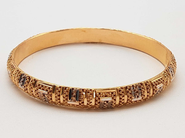 21k Two Tone Yellow White Gold 16.6g Bangle Bracelet 7.75 In Do0525loxzde