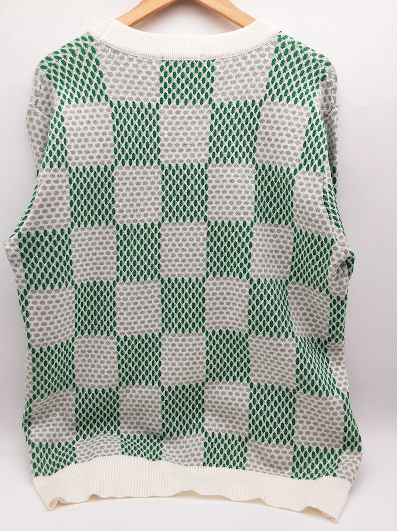 Louis Vuitton Green White Damier Sweatshirt Size L Do0425pxzde